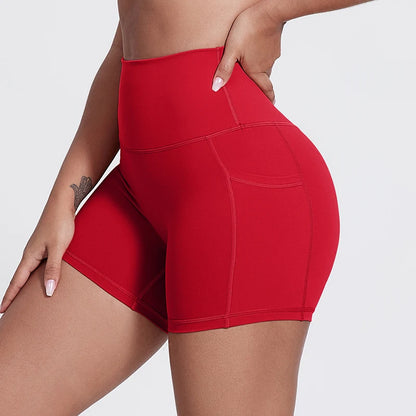 Workout Yoga Shorts Women Sport High Waist Fitness Gym Shorts Pocket Slim Tummy Control Athletic Biker Shorts