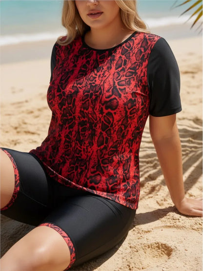 XL-6XL Plus Size Tankini Rash Guard Short Sleeve Swimsuit Women's Push Up Large Size 3XL 4XL Swimsuit Summer Tummy Control Swimwear Tankini Sets