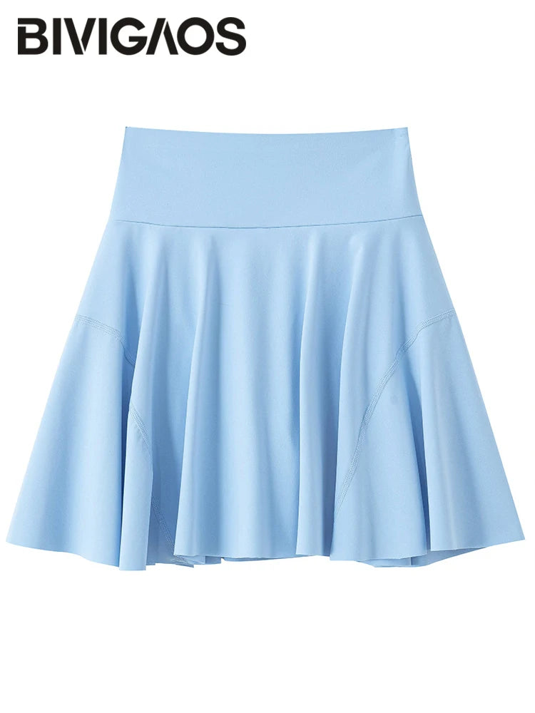 Sports Short Skirt Women's High Elastic Sharkskin Fabric Mini Tennis Yoga Skirts Pocket Safety Shorts Skirt