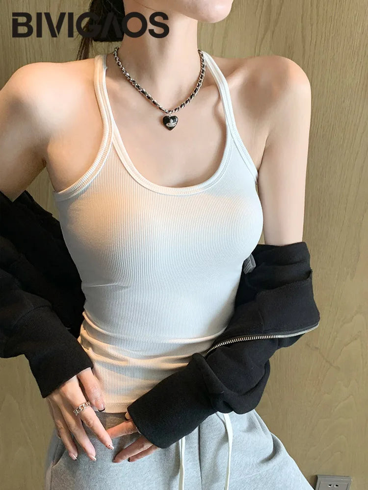 Vest Women Camisole Tank Top Slim Skinny Elastic Top Thin Straps