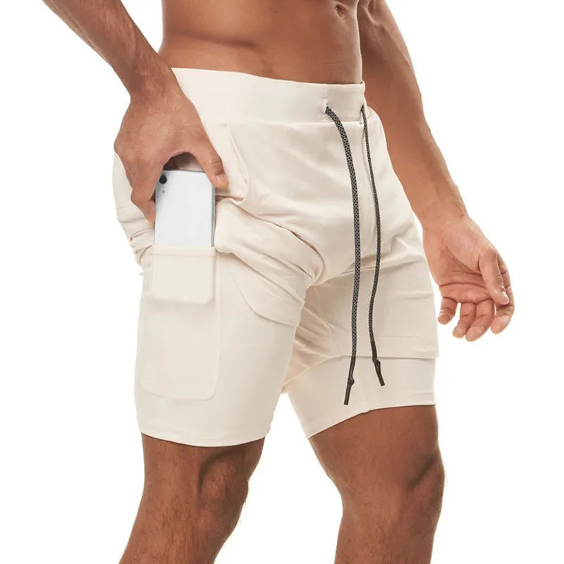 M-5XL  Jogger Shorts Oversized Men 2 In 1 Short Pant Gyms Fitness Built-in Pocket Quick Dry Running Shorts Man Athletic Shorts