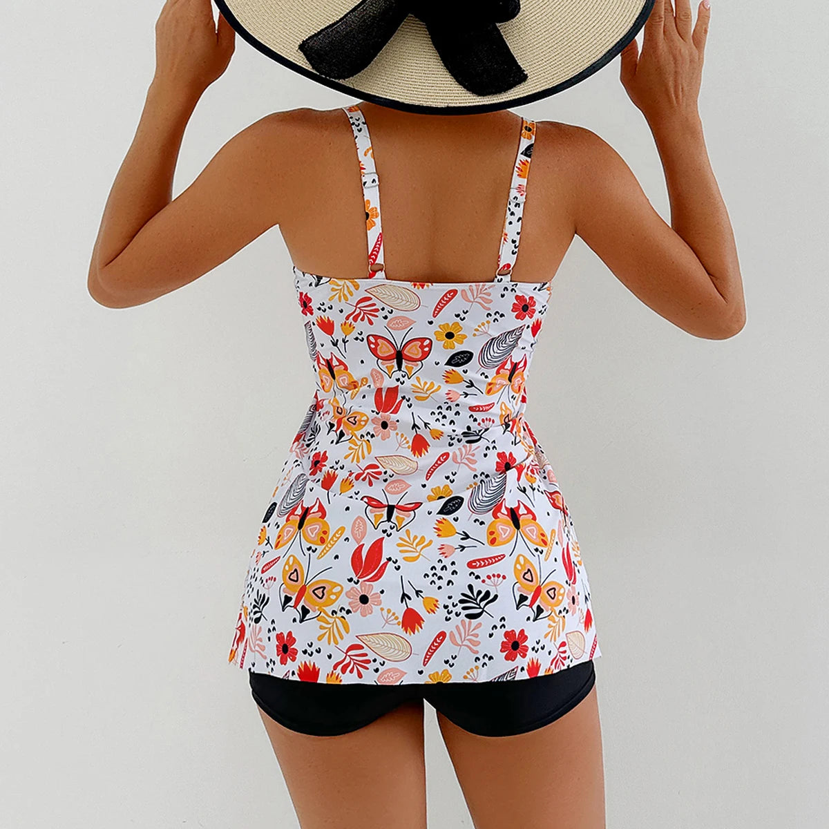 Printed Tankini Set Two Pieces Swimsuit Women Floral Swimwear Female Bathers Bathing Swimming Swim Suit Beachwear