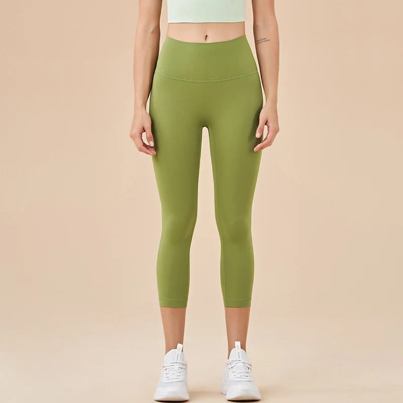Women's High-Waisted Capri Yoga Leggings with Hidden Pocket