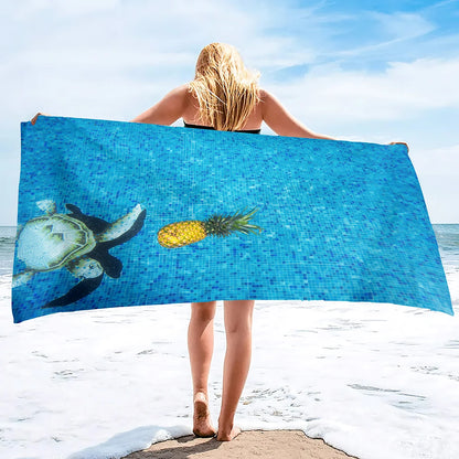 Adults Oversized Beach Towels Sand Free Sea Turtle Beach Towels Quick Dry Large Bath Towels Microfiber Lightweight Travel Towel
