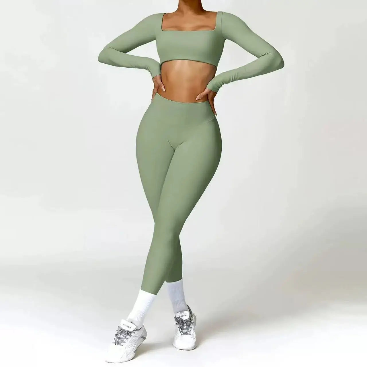 Yoga Clothes 2PCS Gym Set Sports Shorts Set Women Long Sleeved High Waist Shorts Fitness Suit Running Workout Tracksuit
