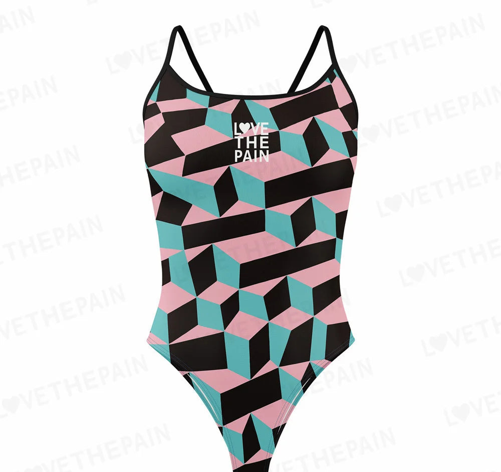 Love The Pain Women Swimsuit One-piece Comfortable Suit Functional Training Swimwear Pro Triathlon Beach Bathing Suit
