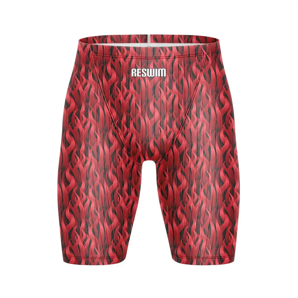 Summer Men's Pro Swim Jammer Athletic Practice Knee-Length Swimsuit Short Lycra Swimming Trunks Beach Tights Shorts Surf Pants