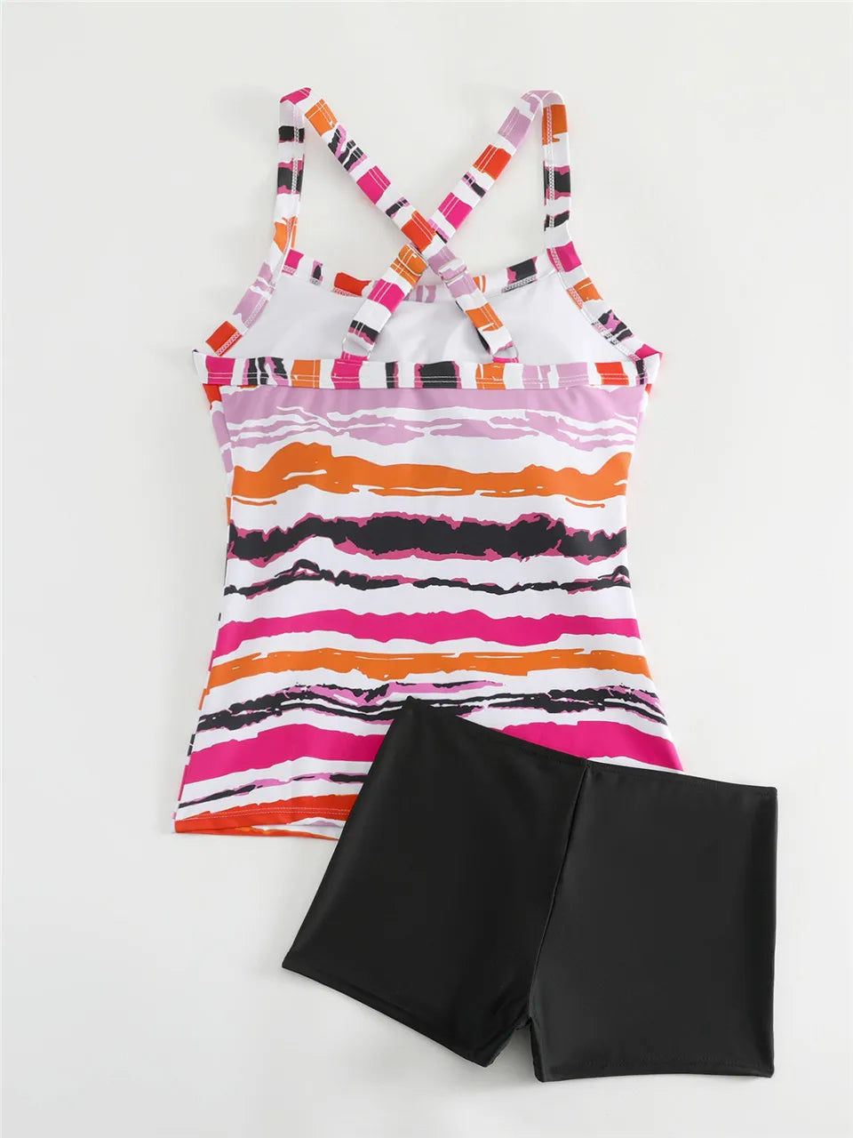Print High Waist Swimsuit Ring Link Two Piece Tankini Swimwear Female Padded Beachwear Bathers Bathing Swimming Suit