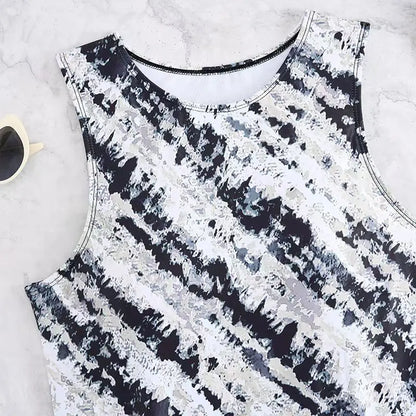 Printed Tankini Set Two Pieces Swimsuit Women Drawstring Swimwear Female & Long knee Shorts Bathing Swimming Swim Suit