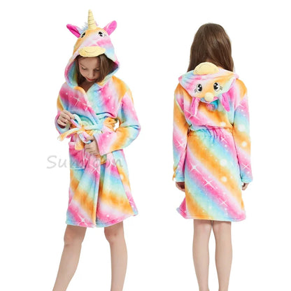 Children Bath Robe Baby Towel Children's Unicorn Hooded Bathrobes for Boys Girls