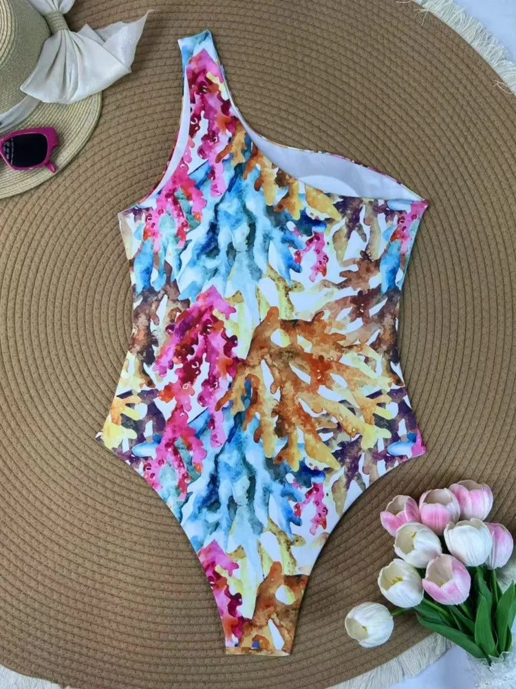 One Piece Swimsuit One Shoulder Strap Women Summer Bathing Suit Swimwear Women Beach Swimming Suit For Female