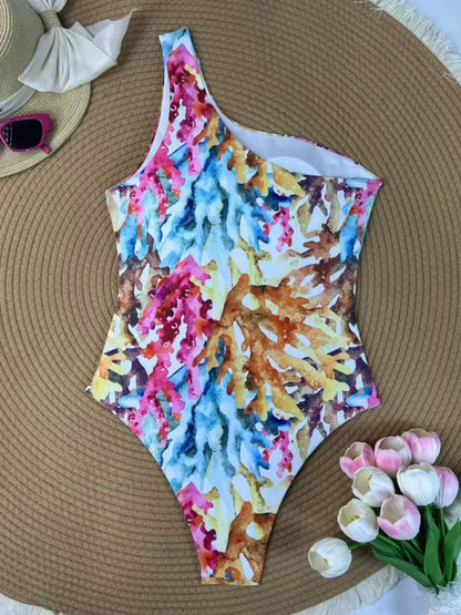 One Piece Swimsuit One Shoulder Strap Women Summer Bathing Suit Swimwear Women Beach Swimming Suit For Female
