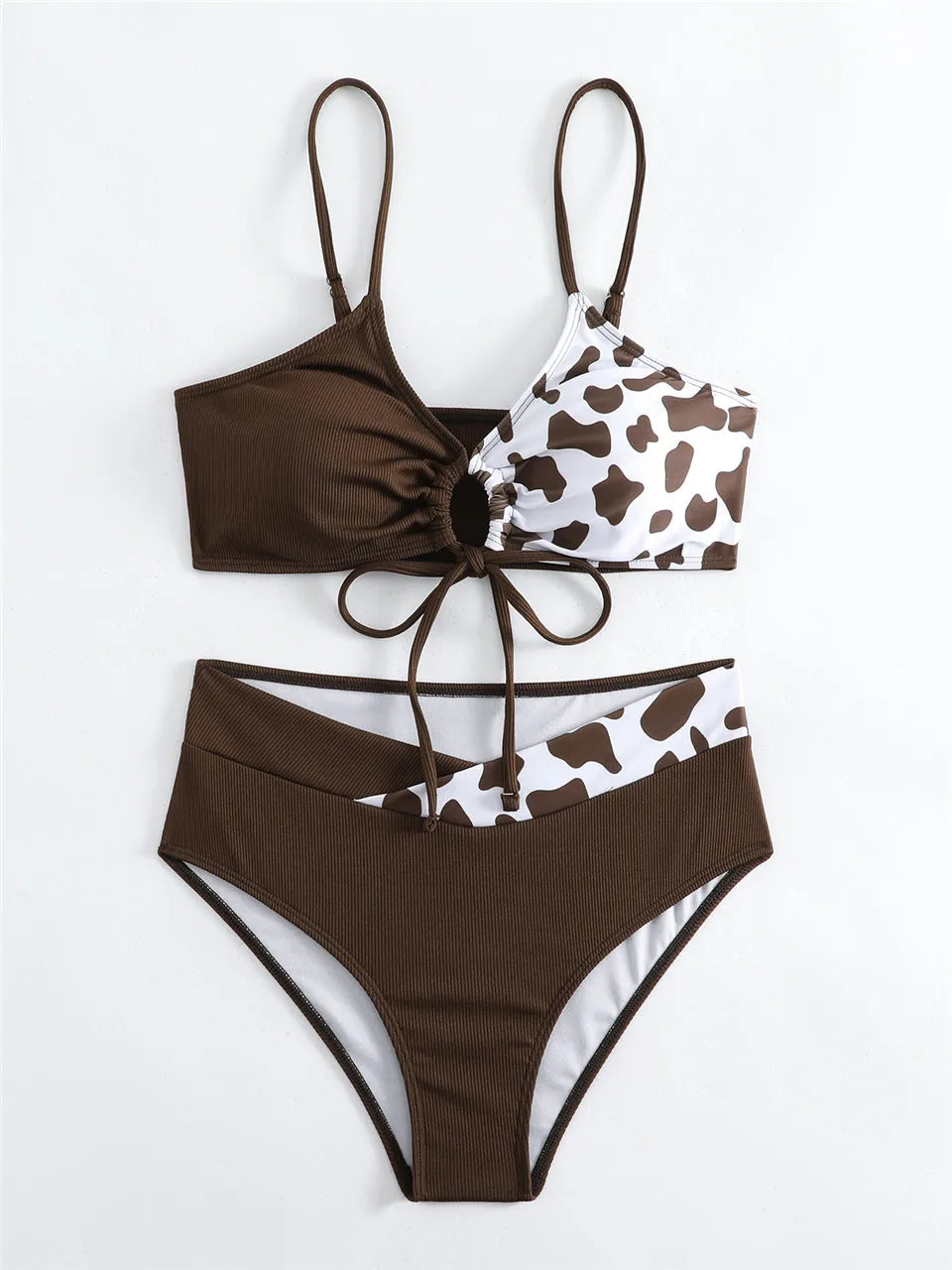 Triangle Bikinis String Swimsuit Women Strapped Leopard Swimwear Female Bathers Bathing Swimming Suit Padded Beachwear