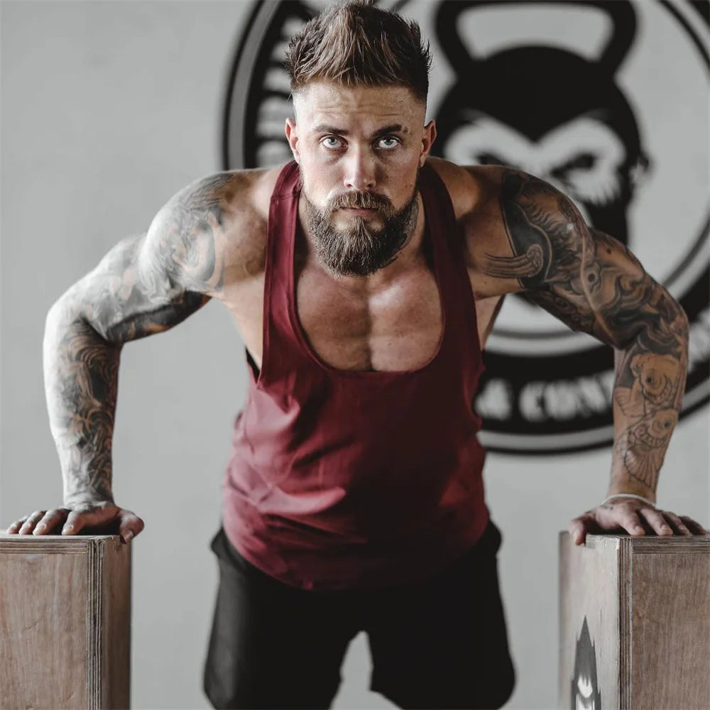 Summer Y Back Gym Stringer Tank Top Men Cotton Clothing Bodybuilding Sleeveless Shirt Fitness Vest Muscle Singlets Workout Tank