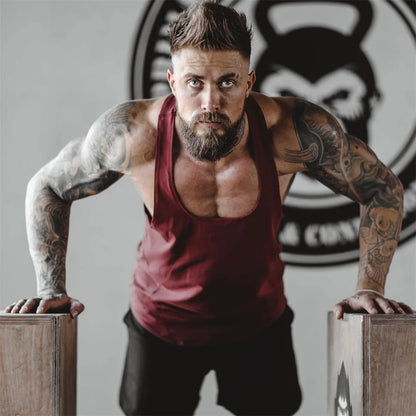Summer Y Back Gym Stringer Tank Top Men Cotton Clothing Bodybuilding Sleeveless Shirt Fitness Vest Muscle Singlets Workout Tank