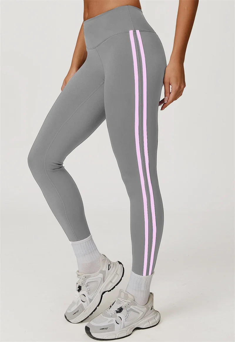 Side Lines Yoga Legging High Waisted Leggings for Women Buttery Smooth Soft Women Solid Yoga Stretchy Gym Tight Stripe