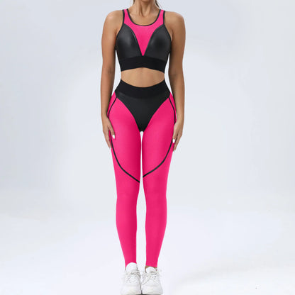 Bright Solid Colour Options Gym Set Women Mesh Suit for Fitness Sportswear 2024 Tracksuit Yoga Clothes Transparent 2 Piece Sets Women Outfit Black Pink