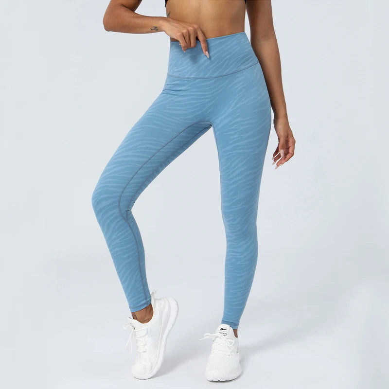 Women High Waist Yoga Pants Buttery Soft Zebra Stripe Printed Sports Leggings Breathable Workout Running Tights Sportswear