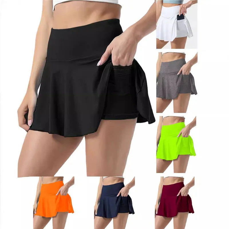 Pocket Tennis Skirt Golf Skirts High Waisted Inner Shorts for Athletic Skorts Sports Running Pickleball Golf Skirt
