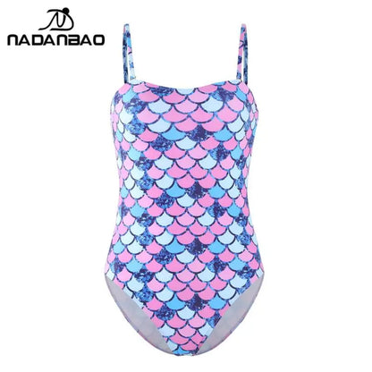 Women Mermaid One-Piece Swimsuit Fish Scale Printed Camisole Bodysuit Slim Triangular Swimwear Beach Wear
