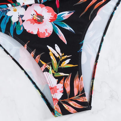 One Piece Swimsuit Women Swimwear Push Up Monokini Plunge Bathing Suit Floral Bodysuit Beach Wear Female Swimsuit