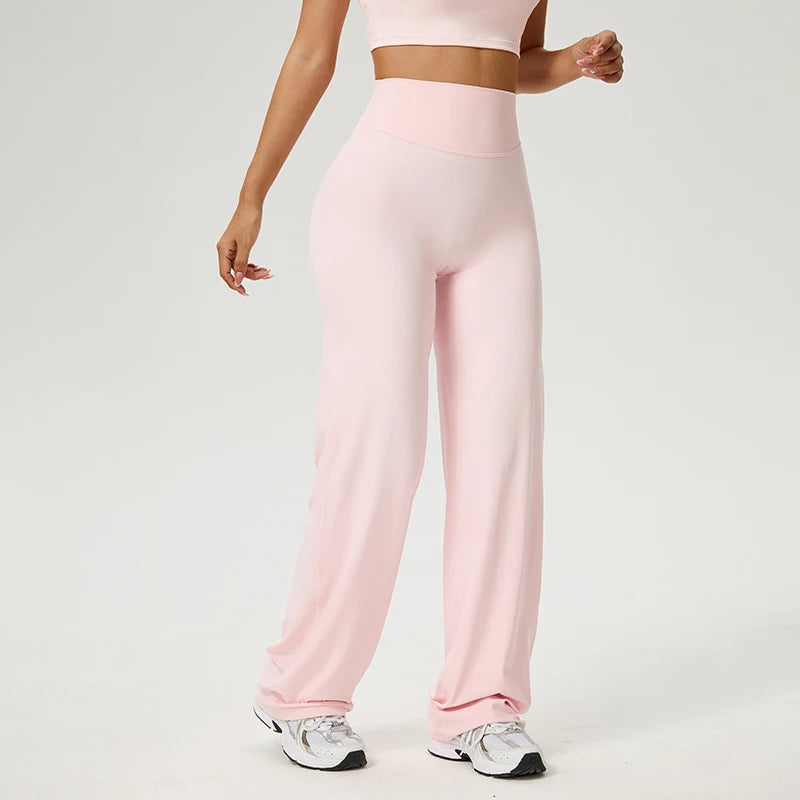 High Waist Straight-Leg Pants Ultra Soft Butter Fabric Women's High Elastic Yoga Pants Running Sport Trousers 8 Colors