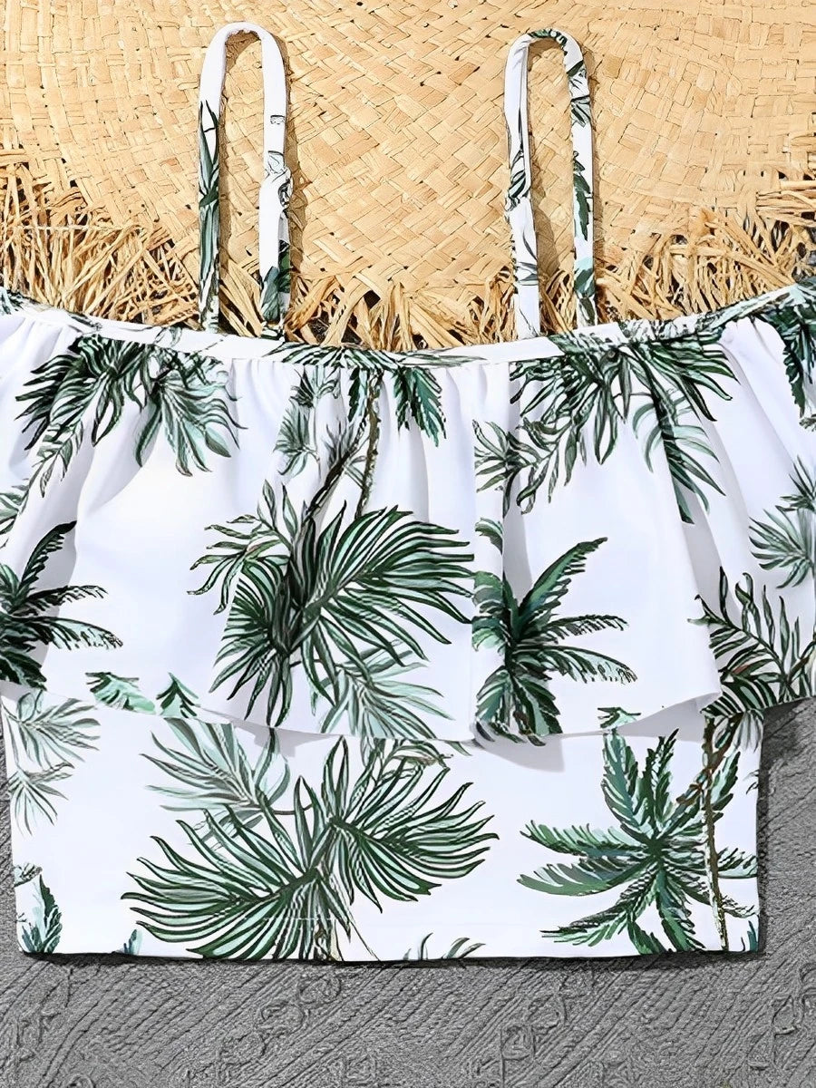 Girls Swimsuit Print Two Piece High Waist Kids Swimwear Female Children's Bathers Bathing Swimming Swim Suit Beachwear