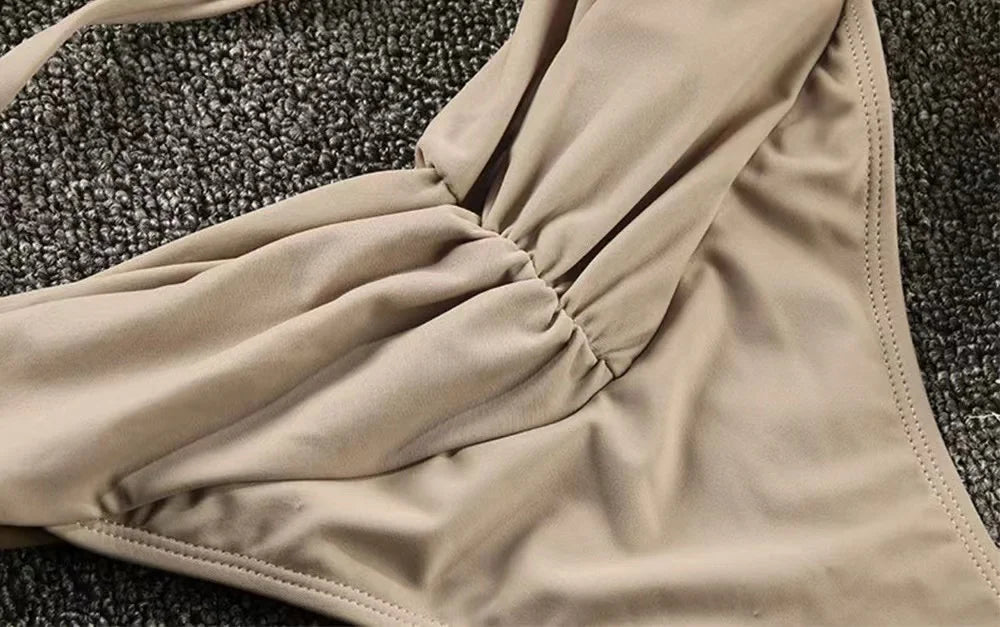 Micro Bikinis Women Halter Brazilian Bikini Set Female Pleated Swimsuit Triangle Swimwear Beach Wear Bathing Suit