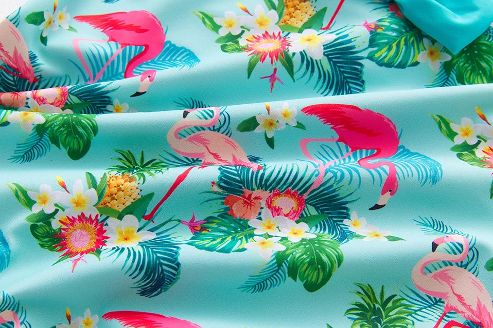 Kids Swimwear for Girls Flamingo Print One-pieces Swimming Suit Summer Beach Swimsuit Children Infant Bathing Suit Bikini