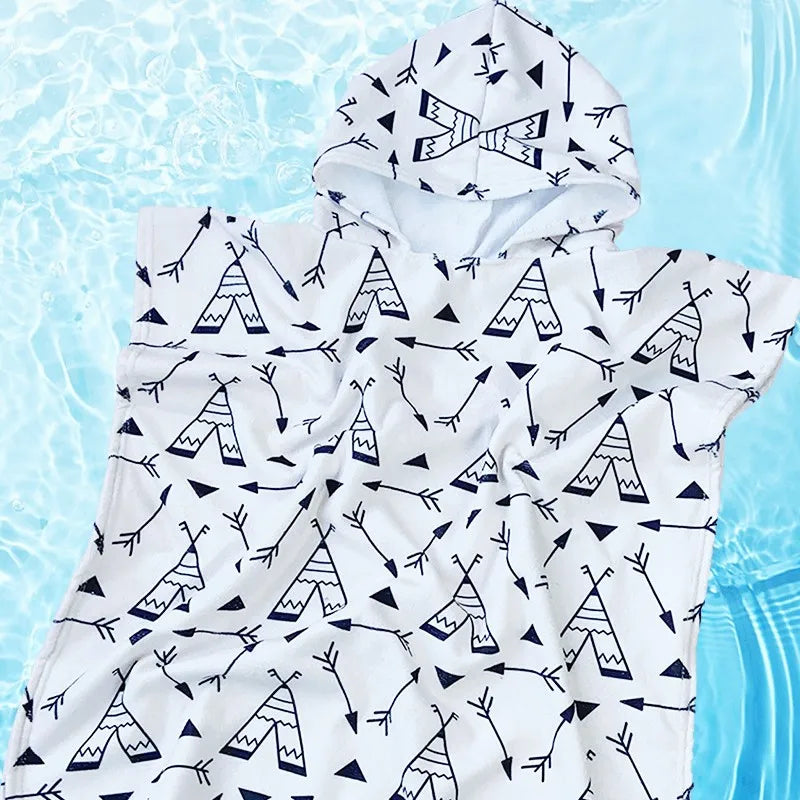 Beach Towel for Boys Girls Hooded Bath Towel Wrap Toddler Pool Towel with Hood Microfiber Absorbent Sweat-absorbent Swim Robe