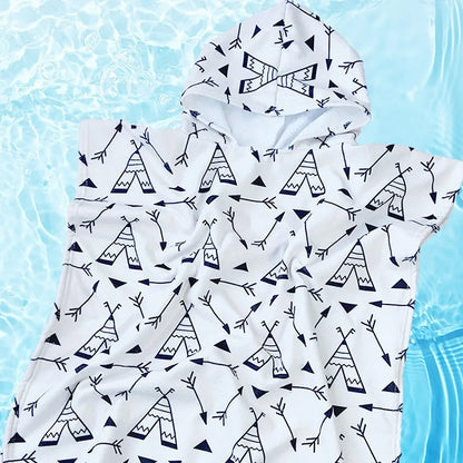Beach Towel for Boys Girls Hooded Bath Towel Wrap Toddler Pool Towel with Hood Microfiber Absorbent Sweat-absorbent Swim Robe