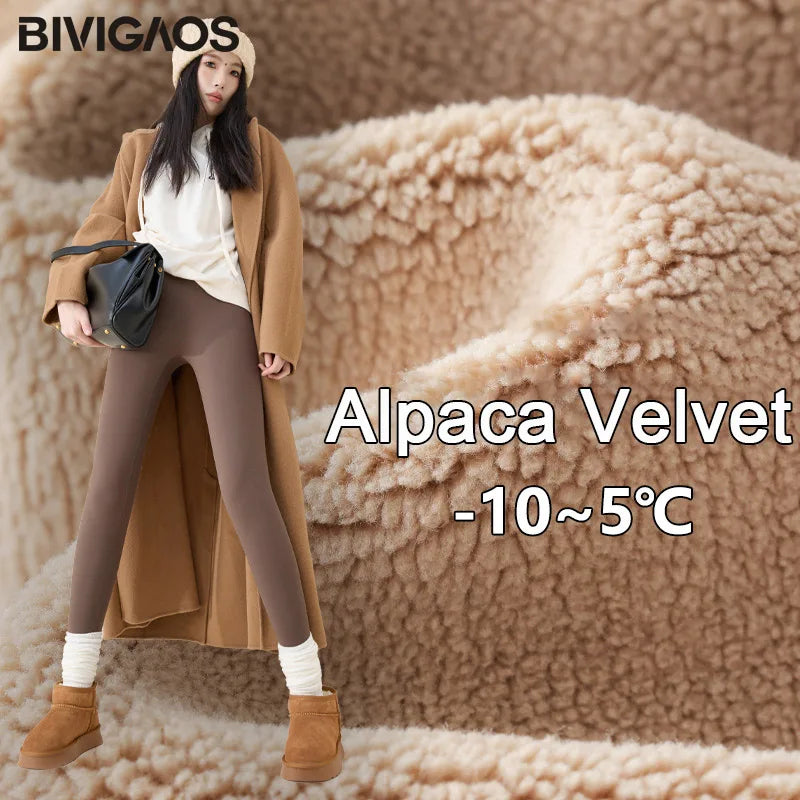 Winter High Waist Fleece Sharkskin Leggings Women Seamless Slim Tight-Fit Velvet Thickened Elastic Warm leggings