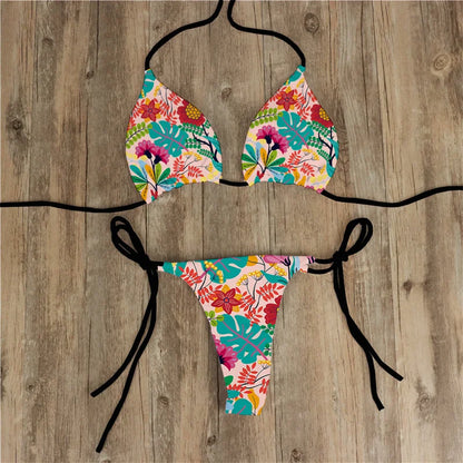 Summer Women Biquini Two Piece Suits Bikini Swimsuit Swimwear Lace Up Bikinis Set Backless Bathing Suit For Female