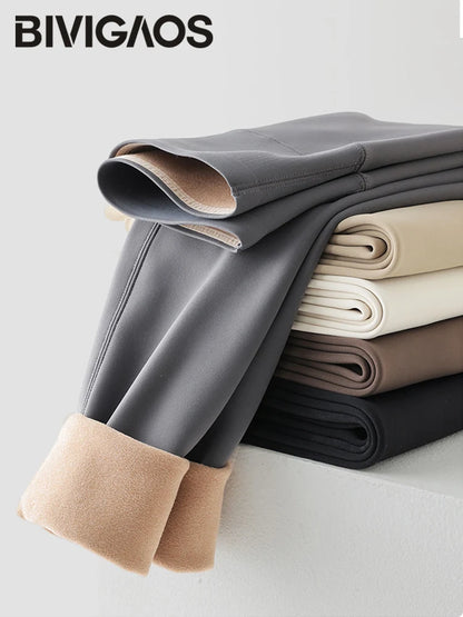 Winter High Waist Fleece Sharkskin Leggings Women Seamless Slim Tight-Fit Velvet Thickened Elastic Warm leggings