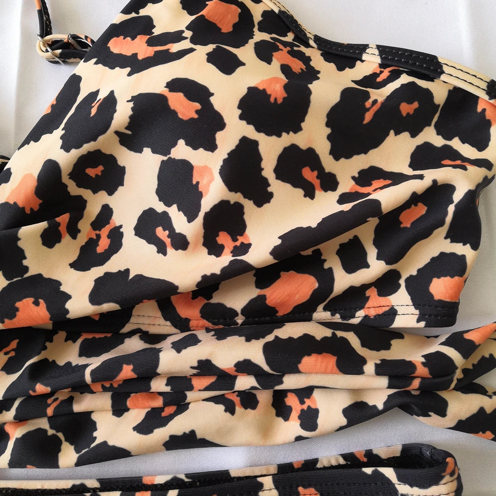 Bikini Two Piece Suit Cross Front Slim High Waisted Bottom Solid/Print Breathable Quick Drying Beachwear