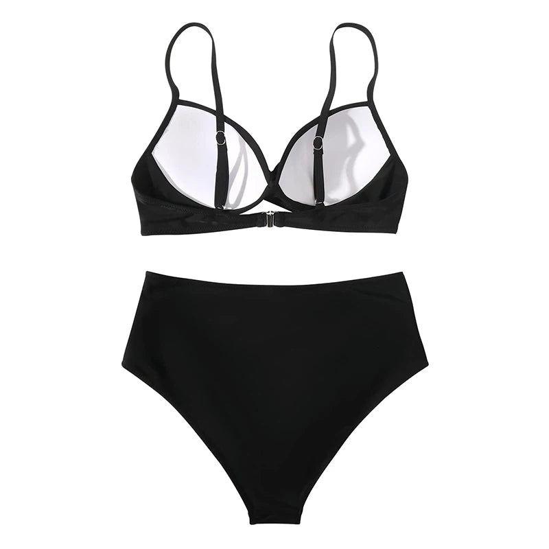 Two Pieces Swimsuits Women Bikini Set Beachwear Push Up Solid Summer Bathing Suit Triangle Bikini Swimwear Low Waist