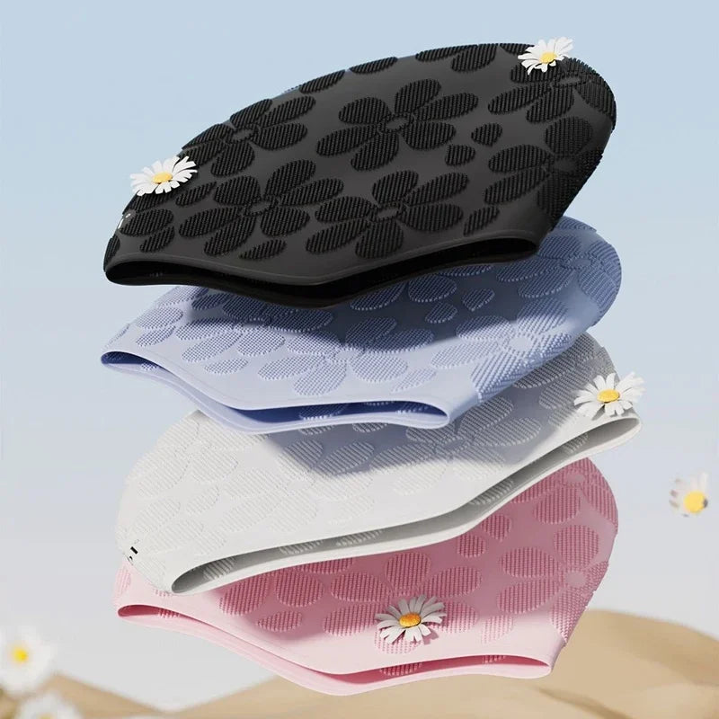 Granular Pattern Silicone Swimming Cap Women Men Non-slip Durable Flexible Pool Swim Hat Bonnet De Natation Femme