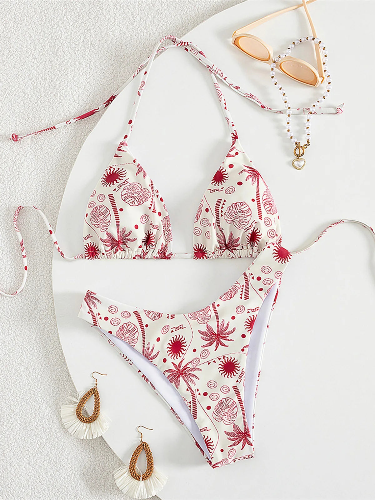 XS - L Printed Halter Brazilian Bikini Women Swimwear Two-pieces Bikini set Female Swimsuit Bather Bathing Suit Swim