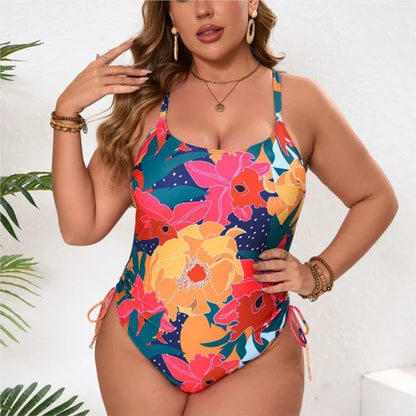 L-5XL Plus Size One Piece Swimsuit Women's Push Up Large Size Swimsuit Big Size Tummy Control Swimwear Bathers