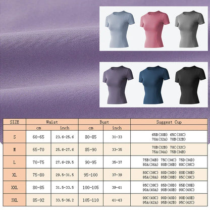 Aiithuug Short Sleeve Yoga Shirts Running Shirt Gym Workout Quick Dry Soft Tops Compress Sports T Shirt Simple Elastic Crop Top