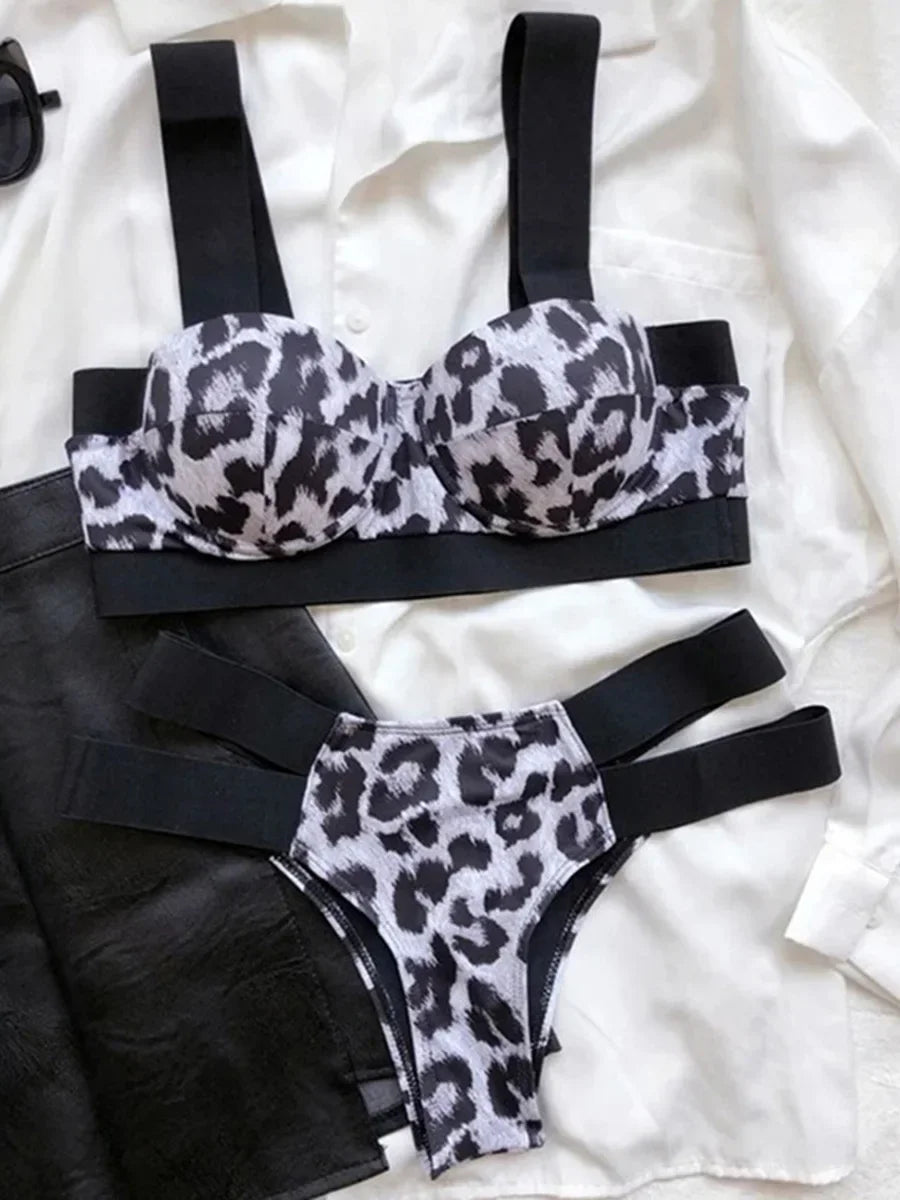 Splicing Push Up Bra Cup Bikini Women Swimsuit Female Swimwear Two-pieces Bikini Set High Cut Bathing Suit Swim Beach Wear