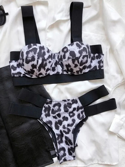 Splicing Push Up Bra Cup Bikini Women Swimsuit Female Swimwear Two-pieces Bikini Set High Cut Bathing Suit Swim Beach Wear
