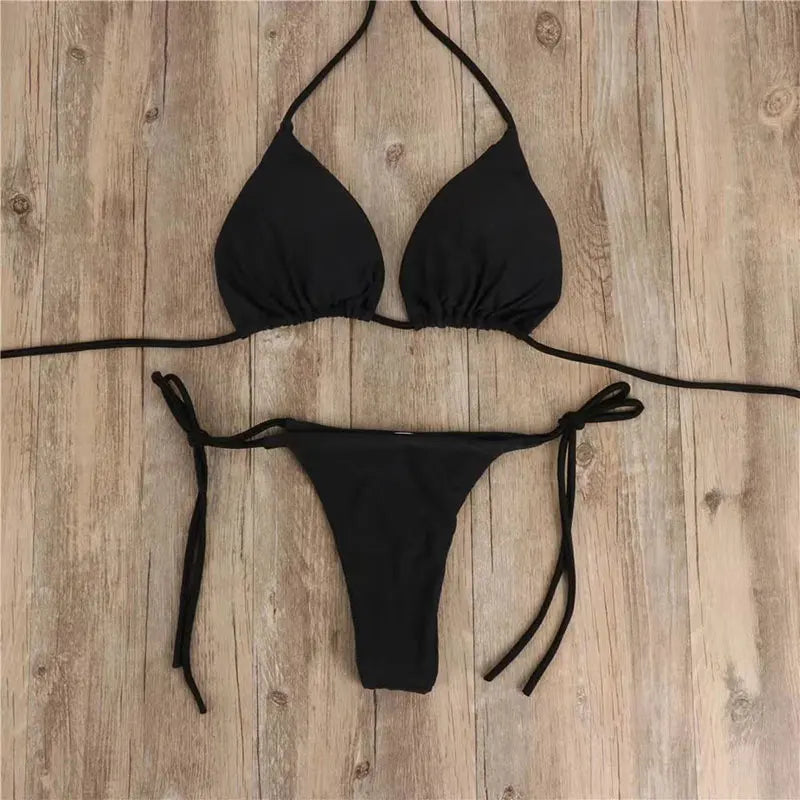 Summer Swimsuit Women Bikini Set Push-up Padded Bra Thong Two Pieces Swimwear Beachwear Bathing Suit female swimsuits