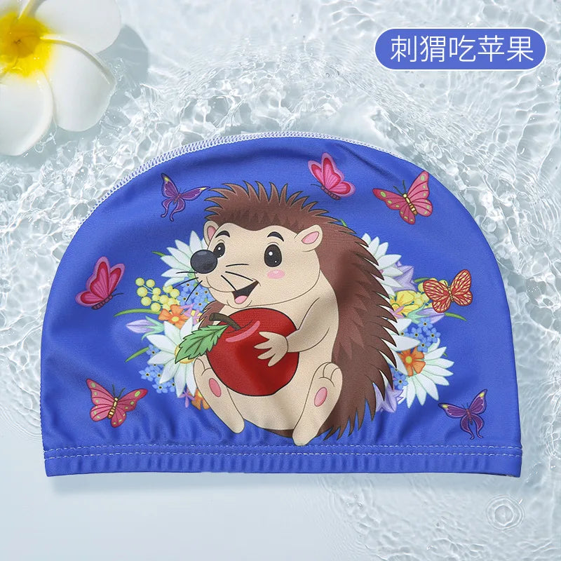 PU Coating Cartoon Children Swimming Hat for 1-7 Year Old Boys Girls Elastic Swimming Cap Shower Beach Pool Accessories