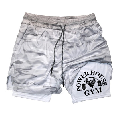 Camouflage running shorts for men's gym sports shorts 2-in-1 quick drying exercise training gym fitness jogging shorts for summer