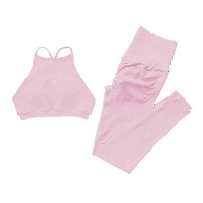Seamless Dynamic High Neck Yoga Set Belly Bra Scrunch Women Workout Shorts Fitness Legging Sport Pant Active Wear