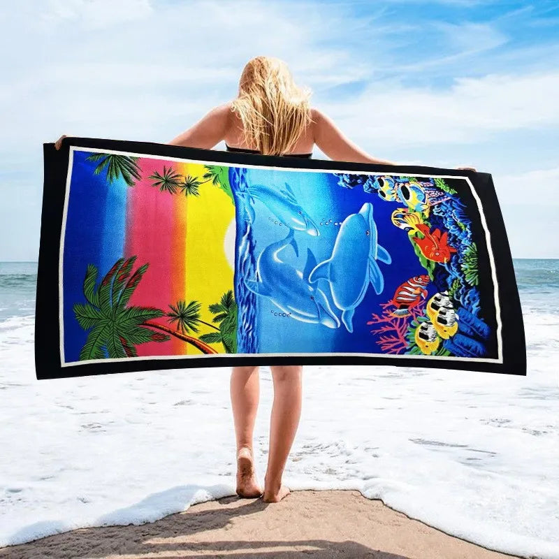 Microfiber Blanket Quick Drying Beach Towels Oversized Printing Towel Super Absorbent Pool Towel Blanket Boho Absorbent Towel