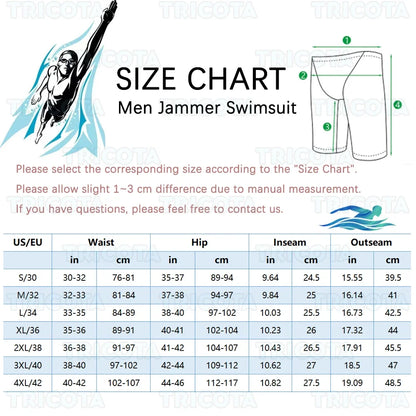 Men Swim Jammer Swimwear Shark Skin Lycra Fiber High Level Male Swimming Quick-Dry Swimwear Trunk Training Race Pants Surfing