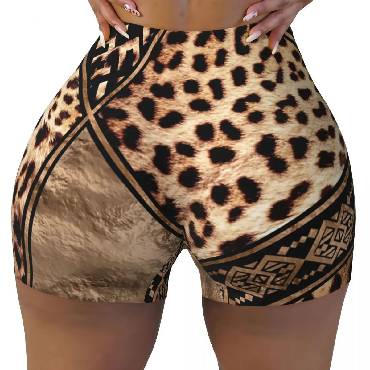 Custom Leopard Fur Skin Texture Hot Pink Volleyball Biker Gym Shorts for Women Athletic Workout Yoga Shorts