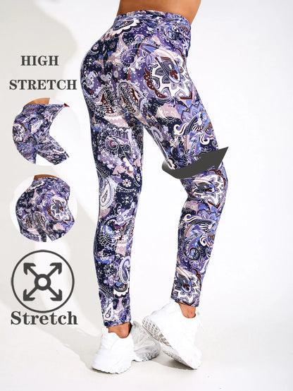 3D Geometric Graffiti Printed Women's Yoga Pants Fashion Running Fitness High Waist Leggings Outdoor Daily Sports Pant For Women